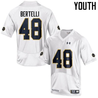 Notre Dame Fighting Irish Youth Angelo Bertelli #48 White Under Armour Authentic Stitched College NCAA Football Jersey CQH1799QC